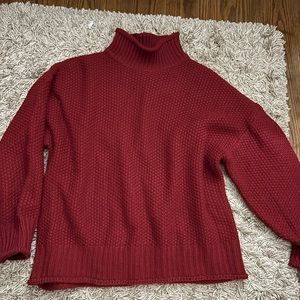 Beautiful red sweater. Long sleeves, mock, turtleneck, dress up or dress down.